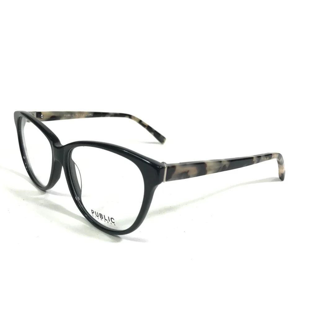 Public Eyeworks Eyeglasses Frames BELLEVUE-C02 Black Tortoise Cat Eye 53-13-140